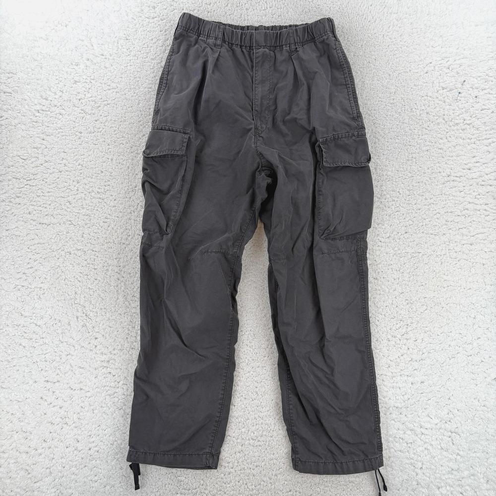 Uniqlo Cargo Pants Mens Small Gray Regular Fit Canvas Elastic Waist 321-470935